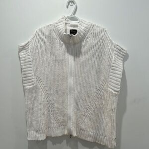 Pure Handknit Sleeveless White Sweater